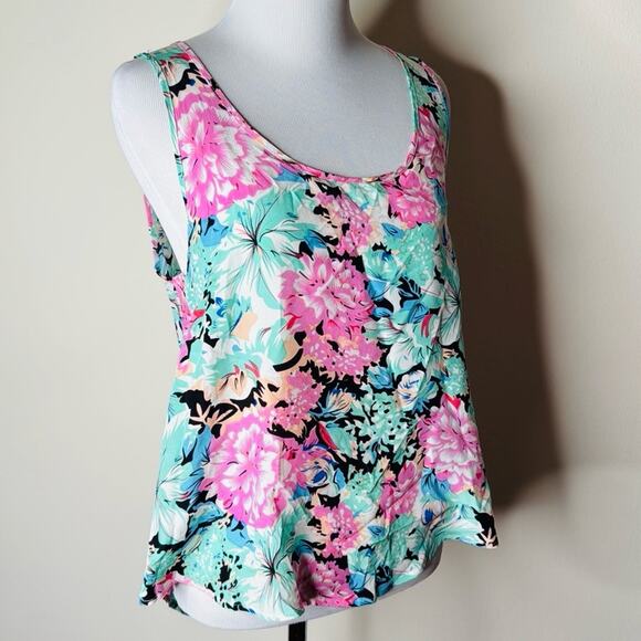 Yumi Kim Pink and Blue Floral Silk Tank - Picture 2 of 5